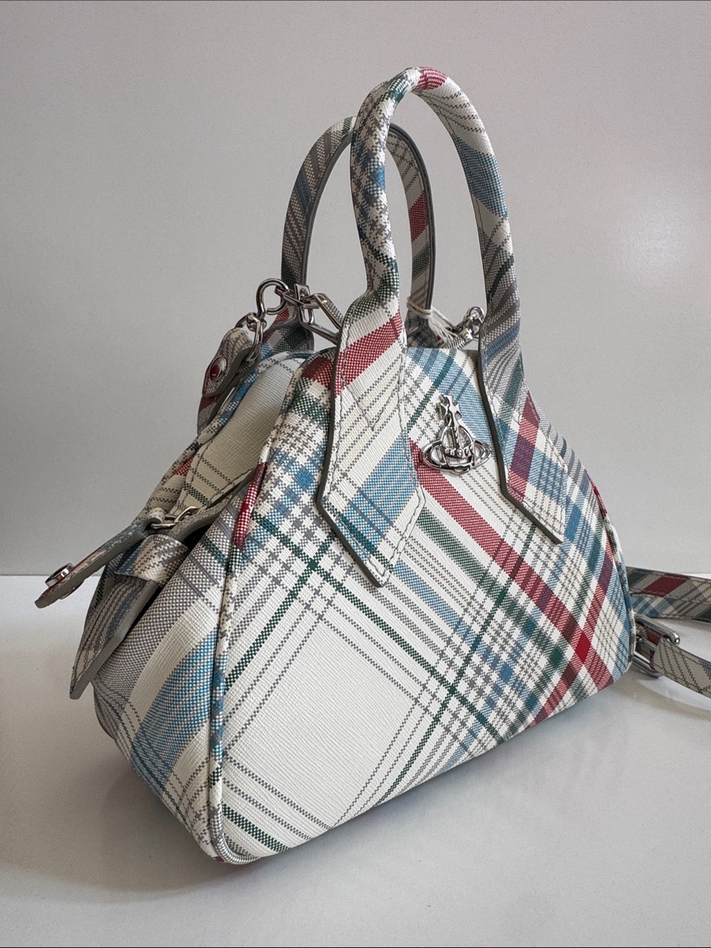 Vivienne Westwood Yasmine Small Bag Madras Check Tartan Saffiano brand new AW23